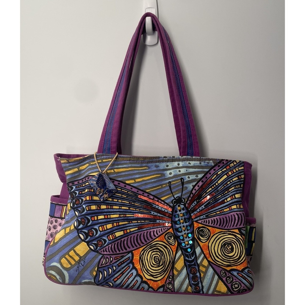 Stephanie Kiker Butterfly Purse Shoulder Bag Boho Unique Colorful w/ Keychain